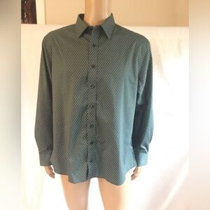 Nick Graham Everywhere Stretch Modern Fit Mens Green Geometric Button-Up Shirt
